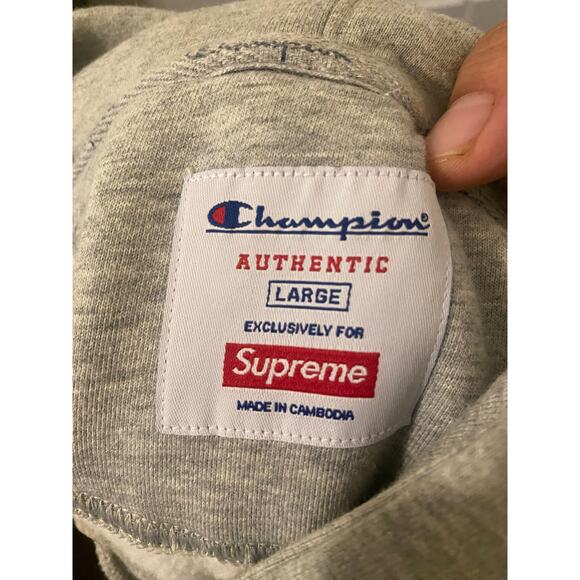 Supreme x Champion Heather Grey Pullover Hoodie Size Large - Picture 6 of 9
